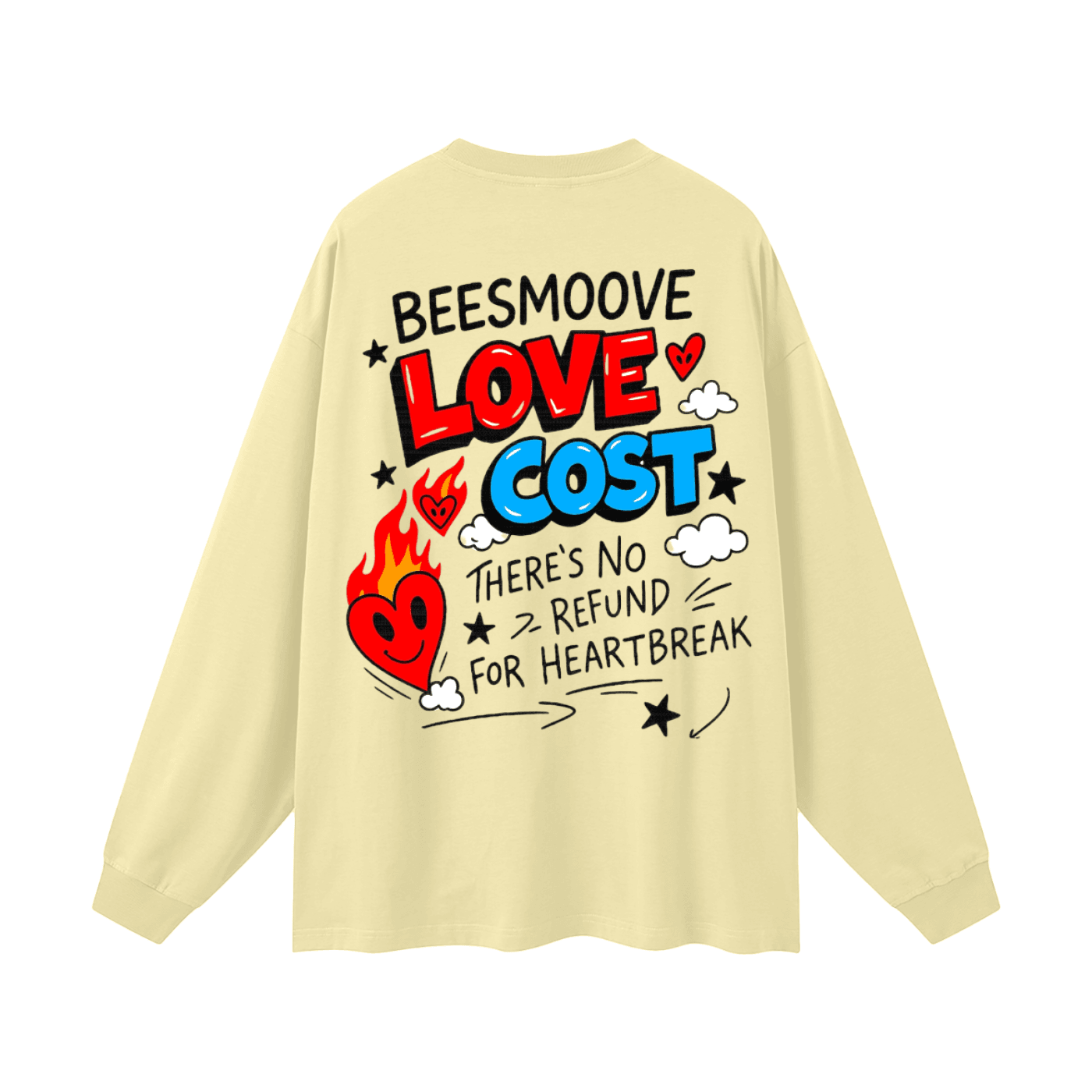 BEESMOOVE Bring Love Back – Flame Heart Edition Long Sleeve Tee - Beesmoove