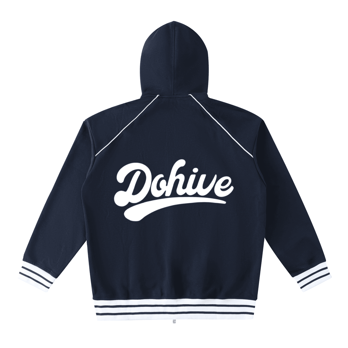BEESMOOVE DOHIVE Striped Trim Zip-Up Hoodie - Beesmoove