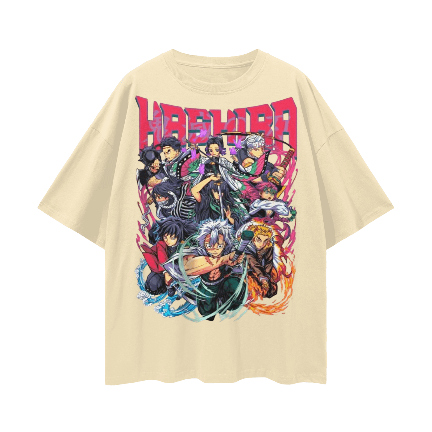 BEESMOOVE Hashira Streetwear Loose Drop Shoulder T-Shirt - Beesmoove