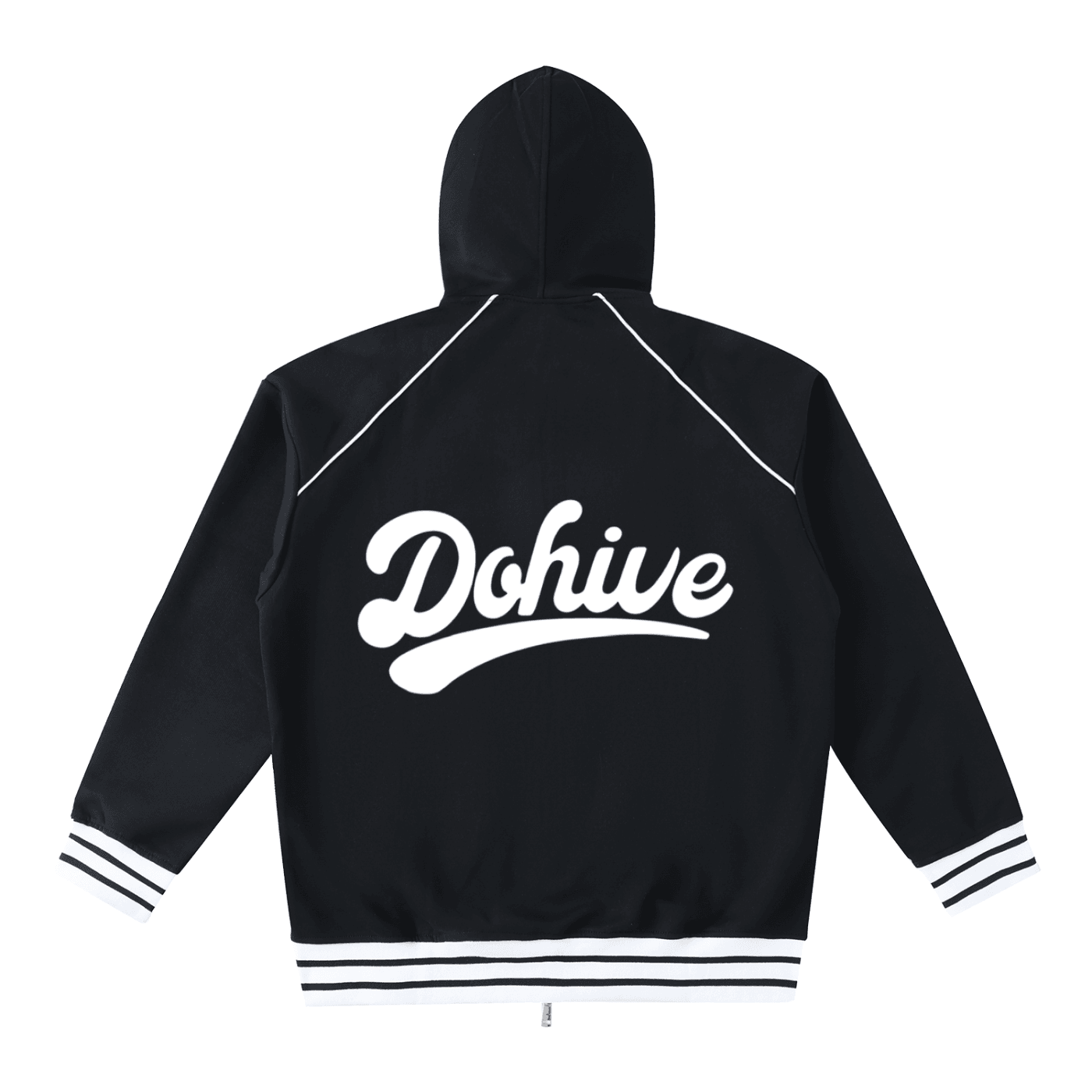 BEESMOOVE DOHIVE Striped Trim Zip-Up Hoodie - Beesmoove