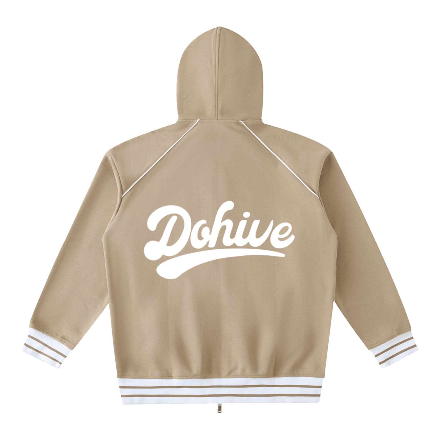 BEESMOOVE DOHIVE Striped Trim Zip-Up Hoodie - Beesmoove