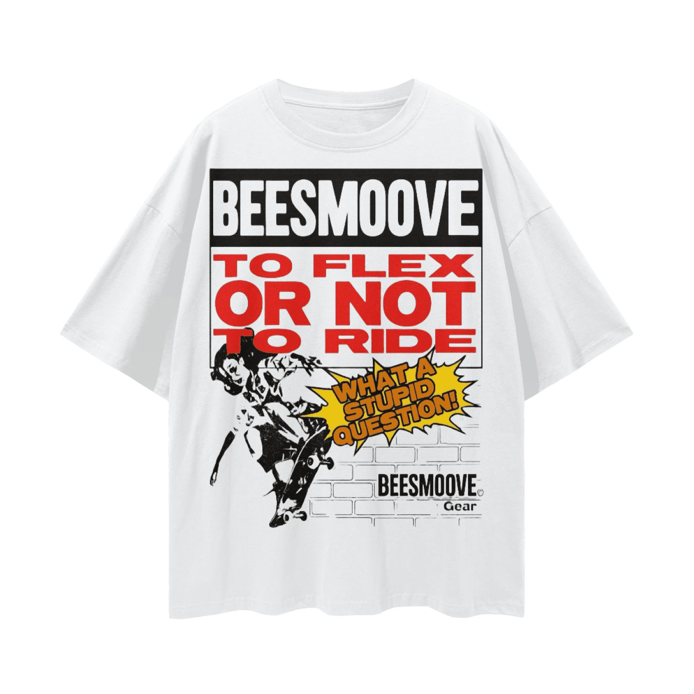 BEESMOOVE No Stupid Question Streetwear Loose Drop Shoulder T-Shirt - Beesmoove