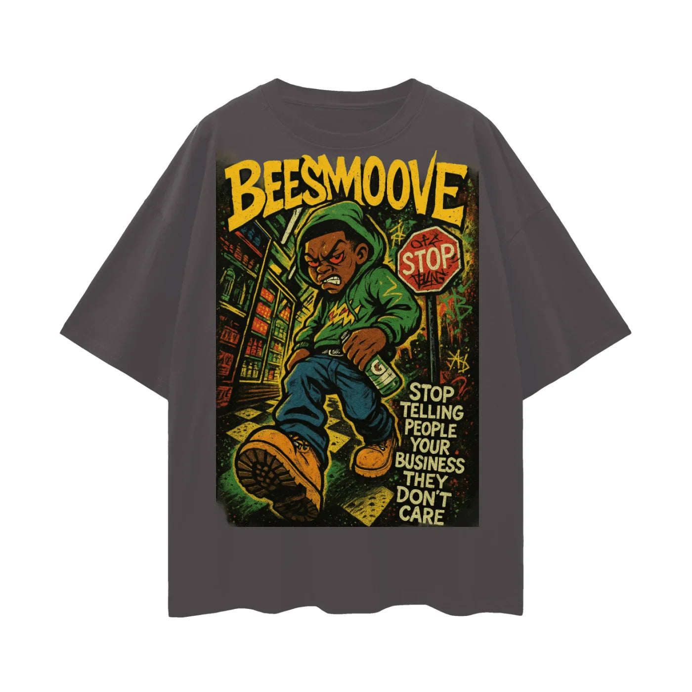 BEESMOOVE Heavy Steppin’ Chronicles Deep Drop Shoulder Tee - Beesmoove