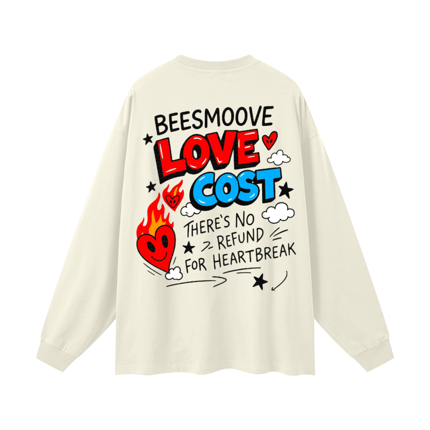 BEESMOOVE Bring Love Back – Flame Heart Edition Long Sleeve Tee - Beesmoove