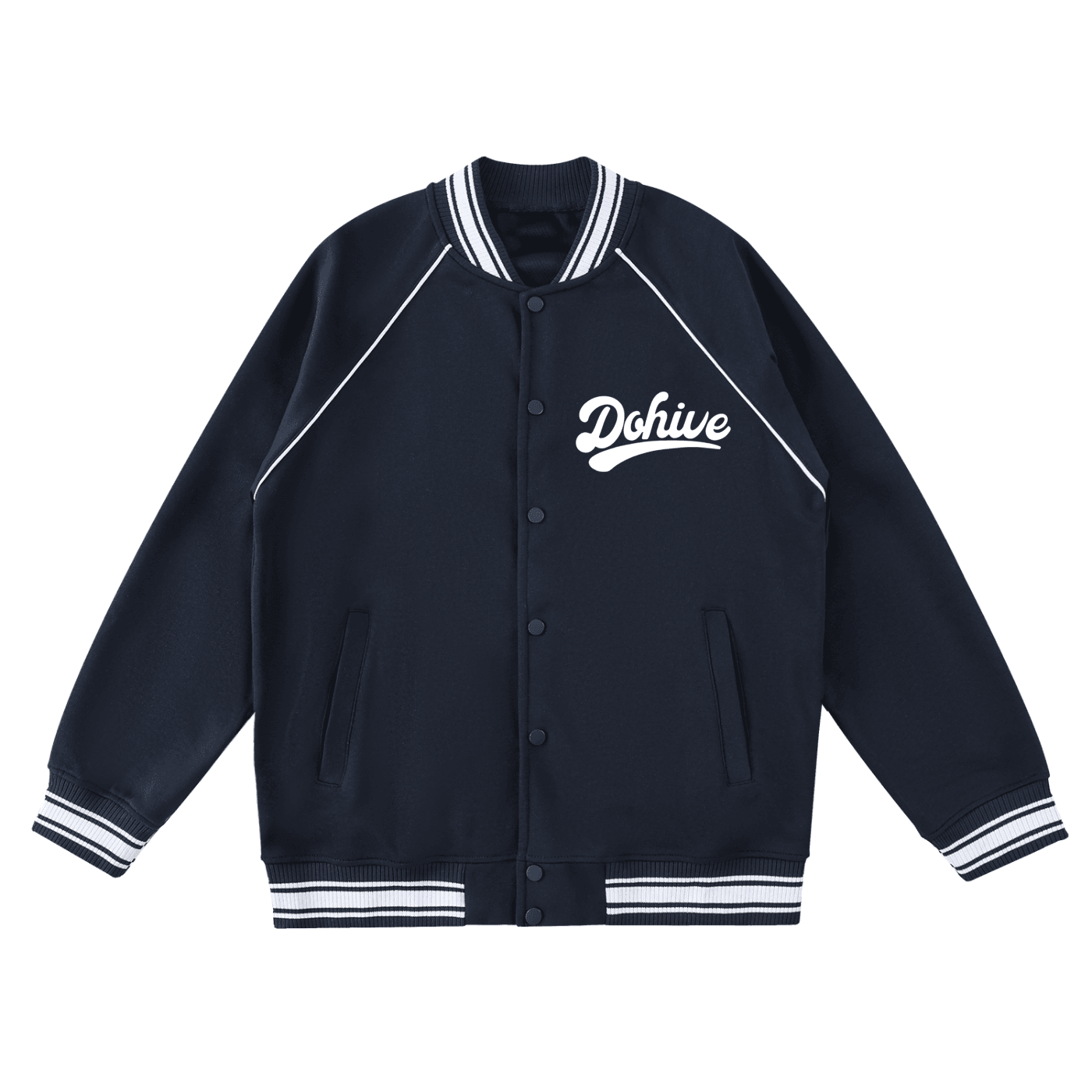 Contrast Trim Raglan Varsity Jacket - Beesmoove