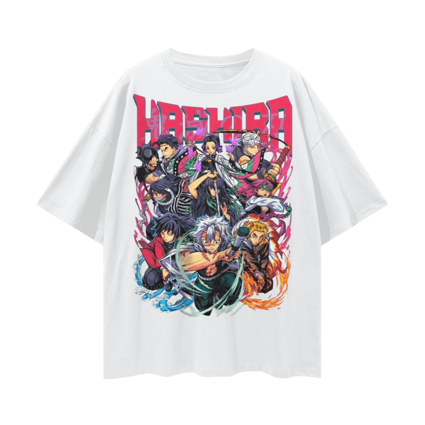 BEESMOOVE Hashira Streetwear Loose Drop Shoulder T-Shirt - Beesmoove