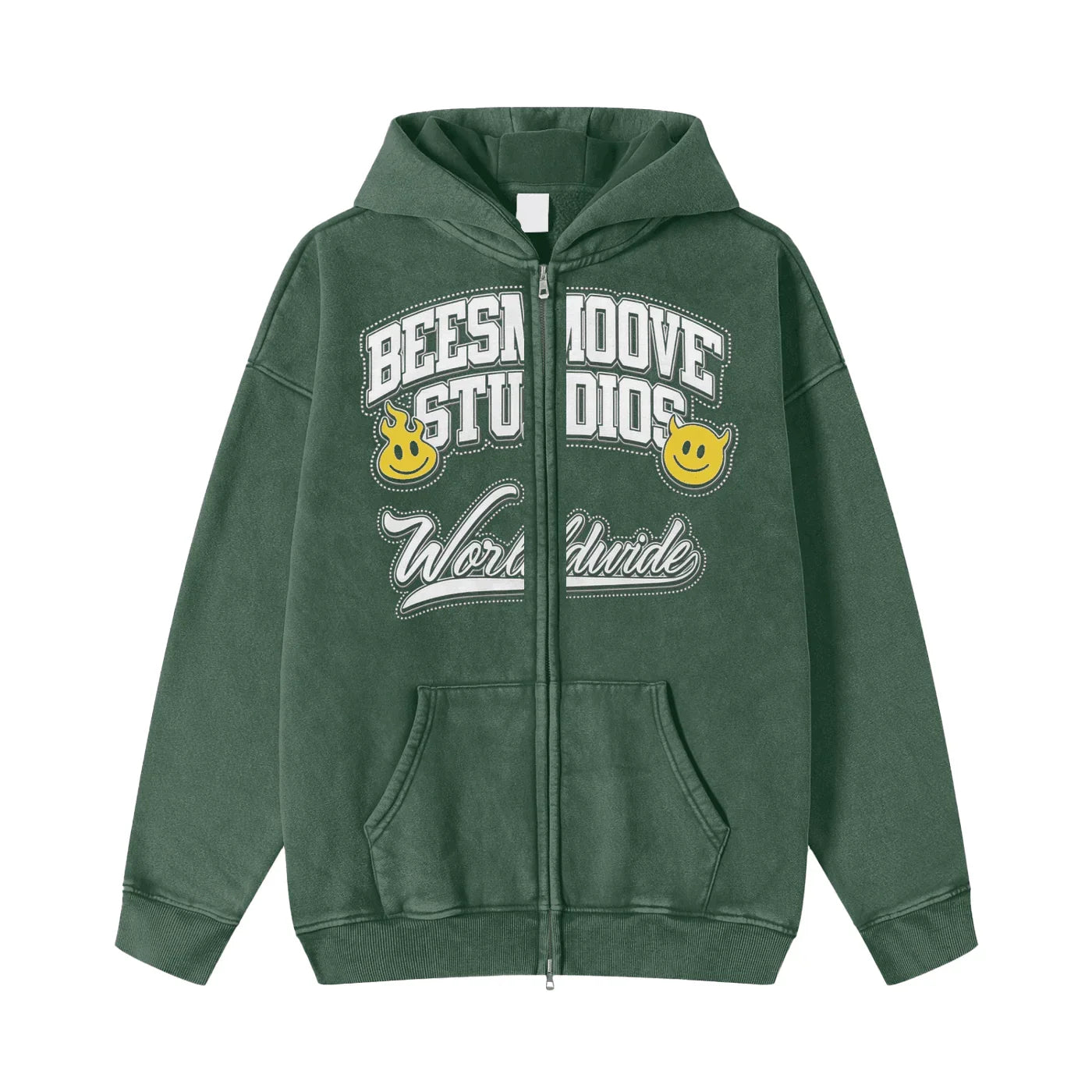BEESMOOVE BeeSmiles Worldwide Washed Zip-Through Fleece Hoodie - Beesmoove