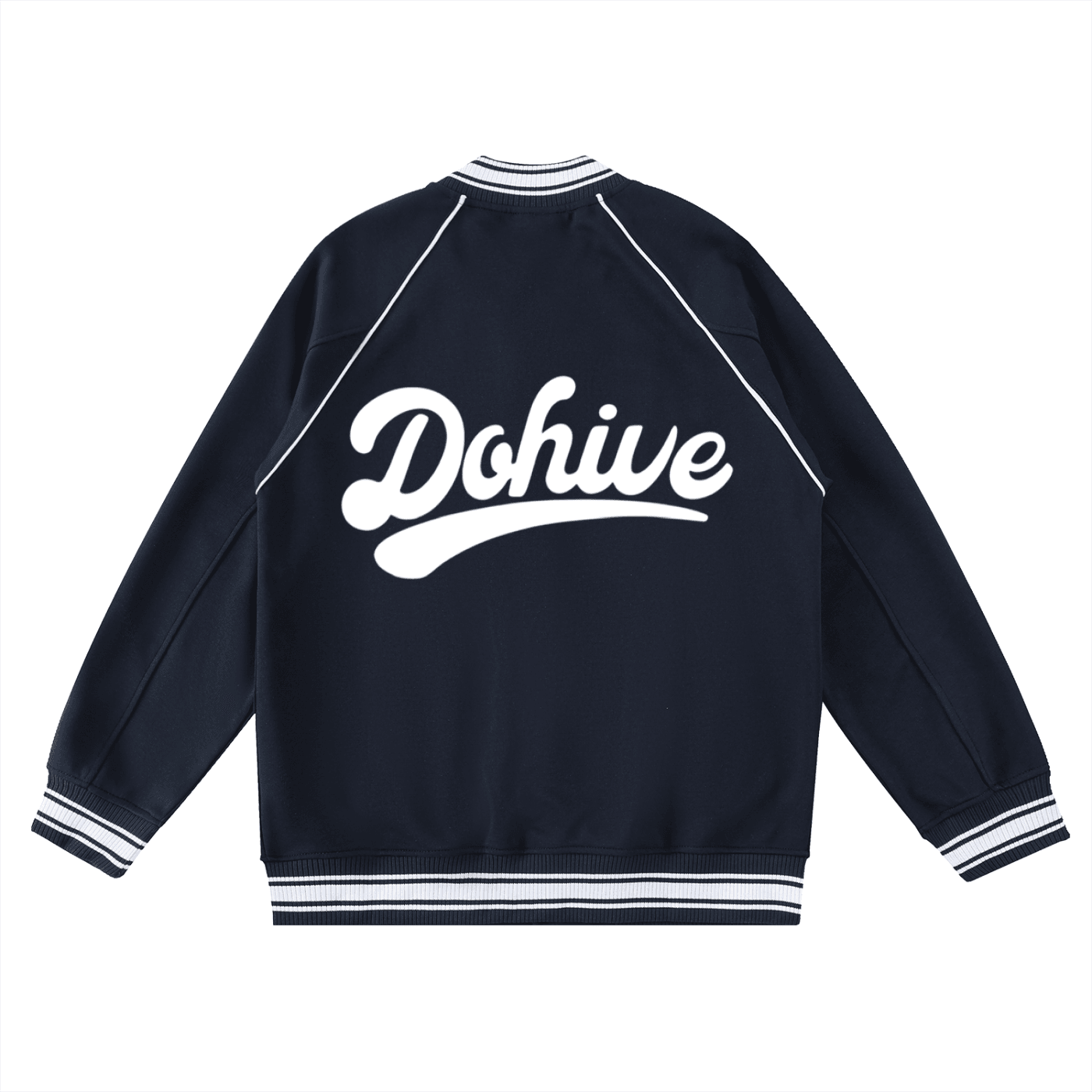 Contrast Trim Raglan Varsity Jacket - Beesmoove
