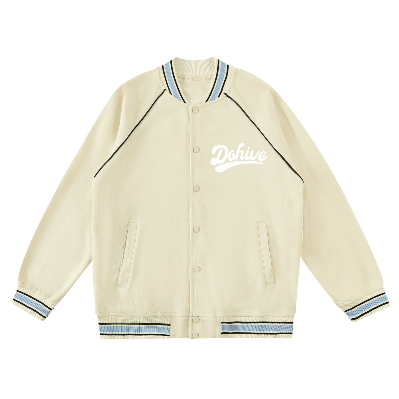 Contrast Trim Raglan Varsity Jacket - Beesmoove