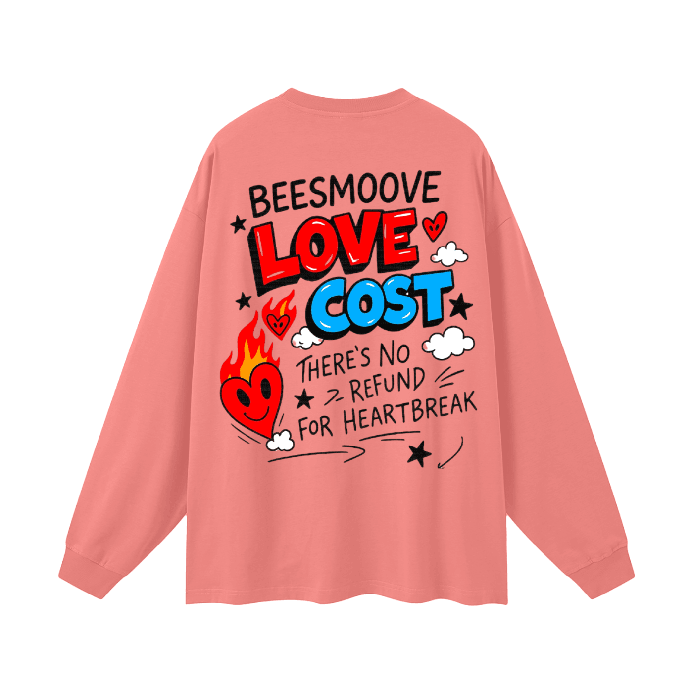 BEESMOOVE Bring Love Back – Flame Heart Edition Long Sleeve Tee - Beesmoove