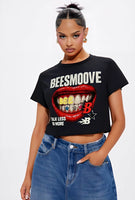 BEESMOOVE BEE LEGENDARY Lips Women's Fitted Crop Tee - Beesmoove