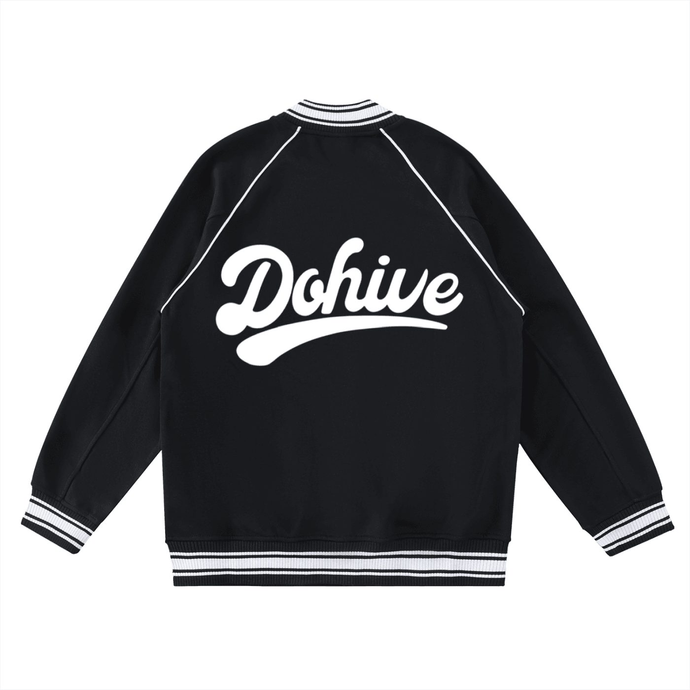 Contrast Trim Raglan Varsity Jacket - Beesmoove