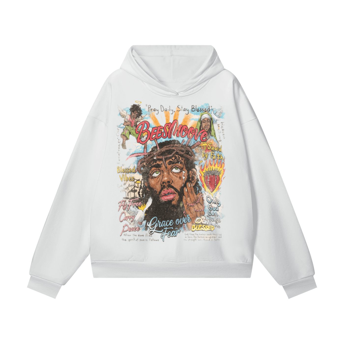 BEESMOOVE Grace Over Fear Heavyweight Hidden Pocket Fleece Hoodie - Beesmoove