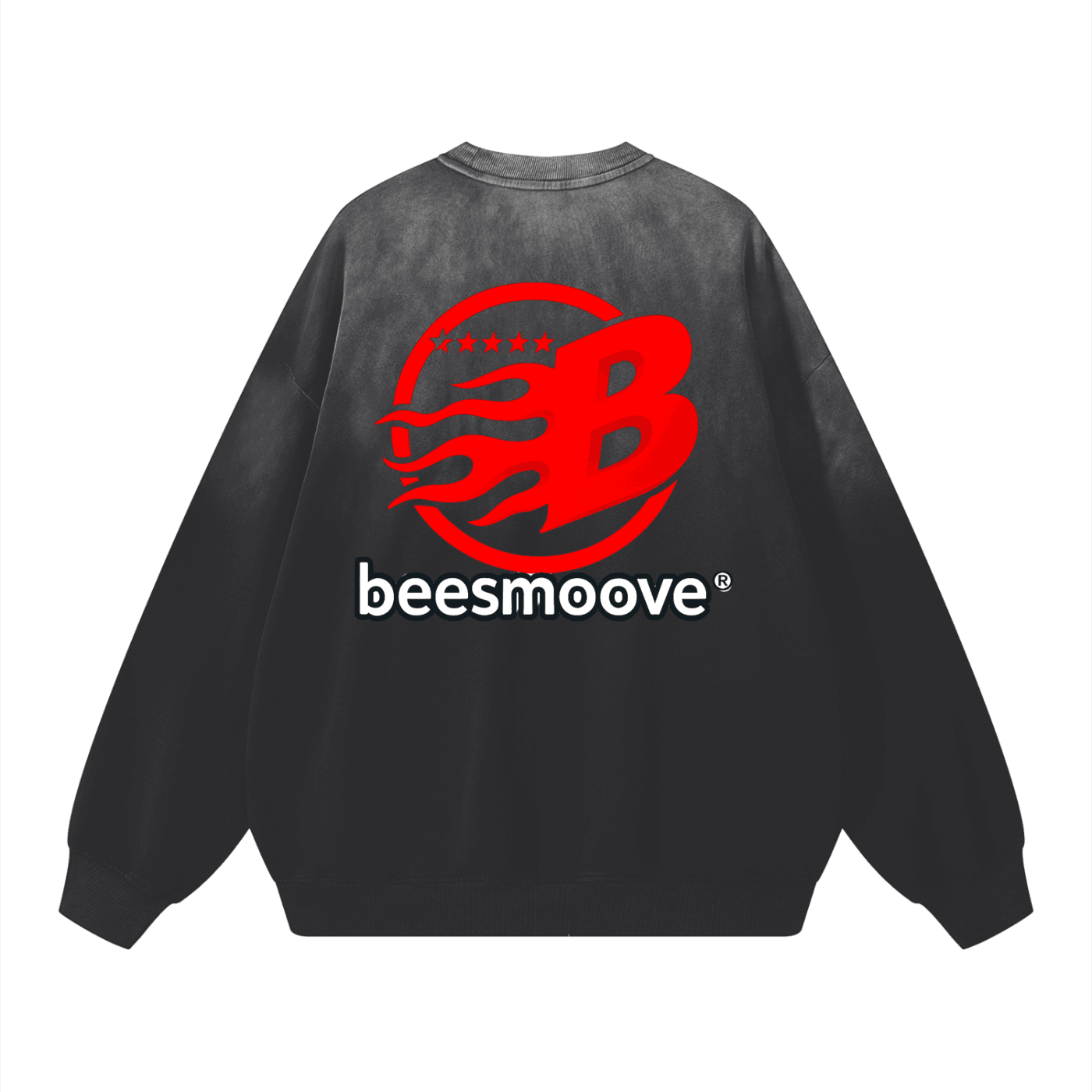 BEESMOOVE Pure Cotton Handcrafted Monkey Wash Drop-Shoulder Sweatshirt - Beesmoove