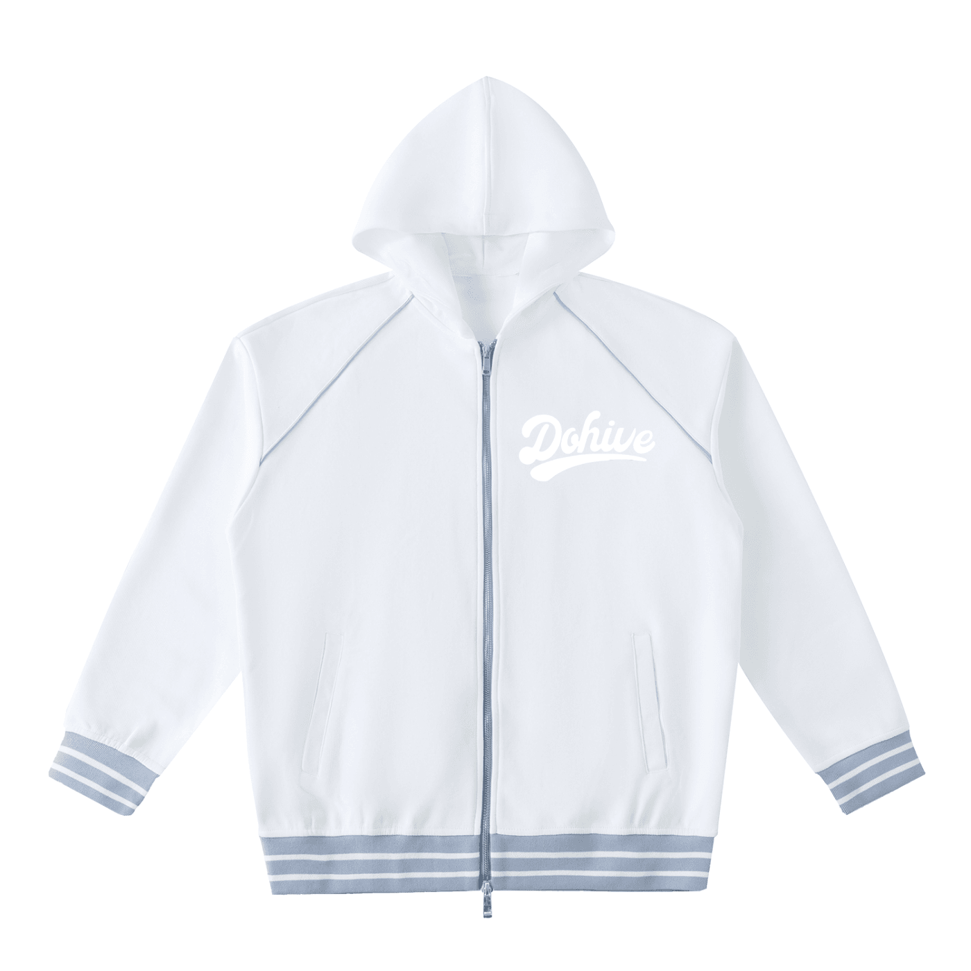 BEESMOOVE DOHIVE Striped Trim Zip-Up Hoodie - Beesmoove