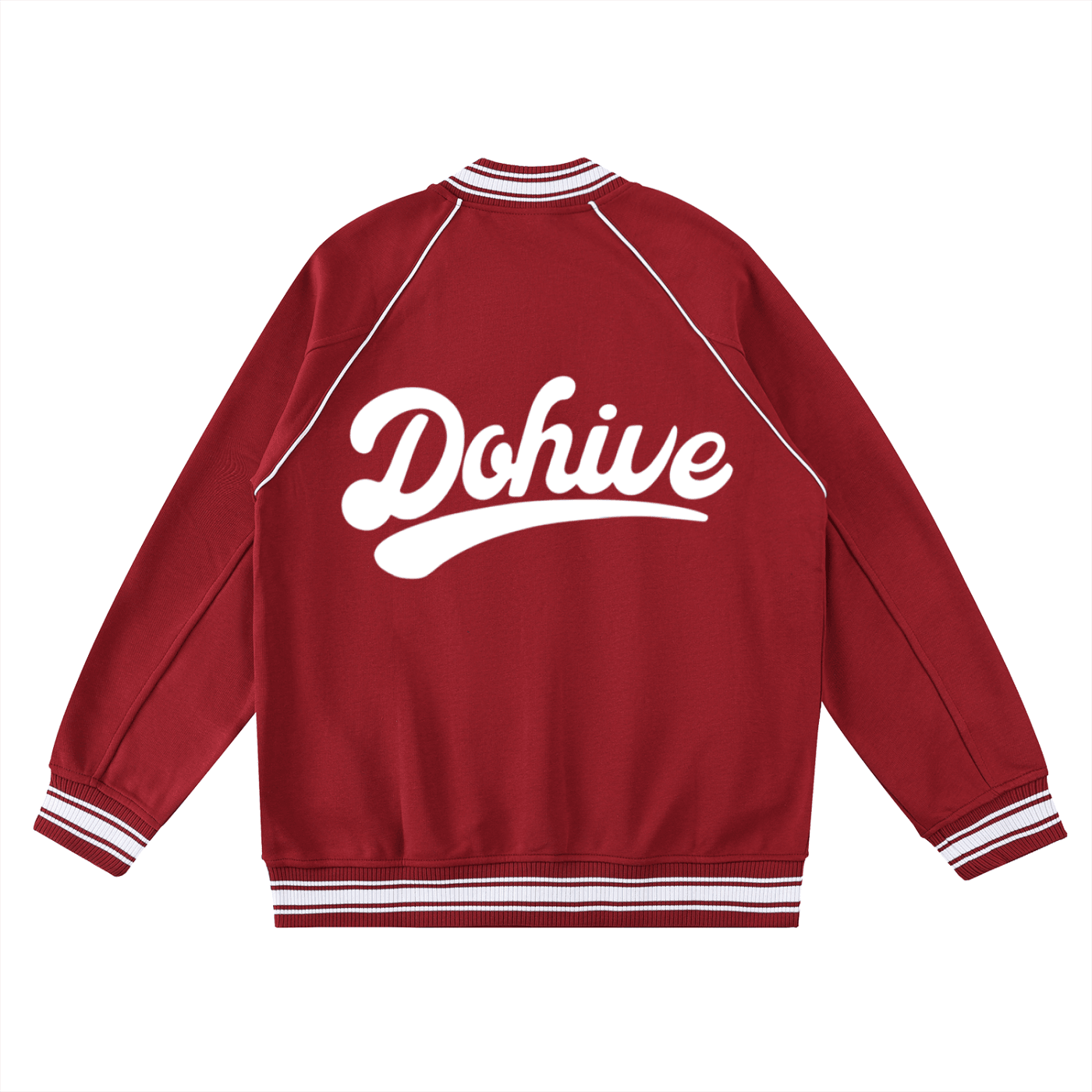 Contrast Trim Raglan Varsity Jacket - Beesmoove