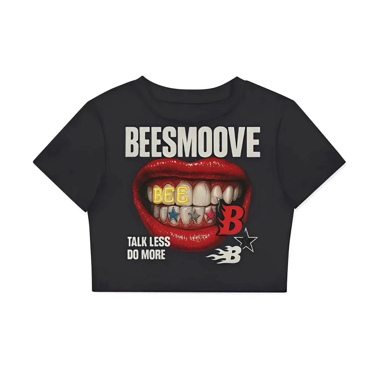 BEESMOOVE BEE LEGENDARY Lips Women's Fitted Crop Tee - Beesmoove