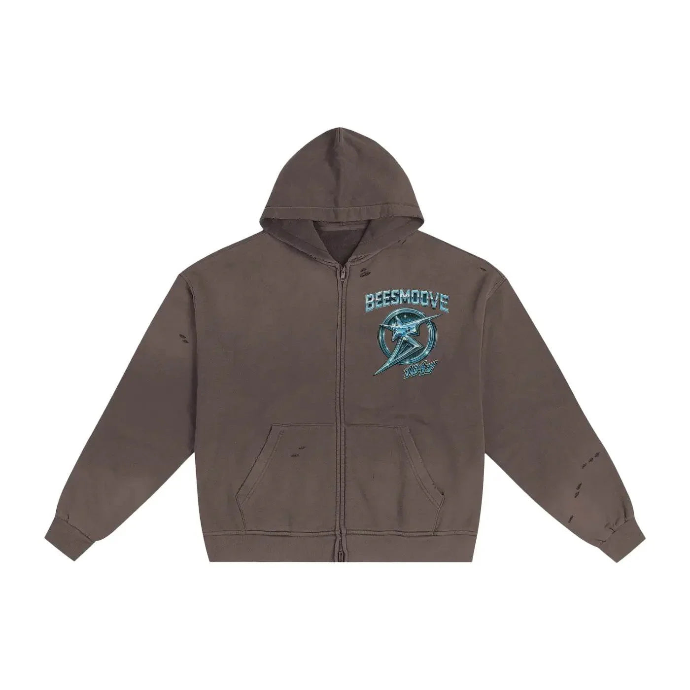BEESMOOVE Starlight Survivor Hand-Frayed Sunfade Zip Hoodie - Beesmoove