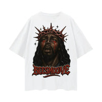 BEESMOOVE Black Jesus Oversize Deep Drop Shoulder Tee - Beesmoove