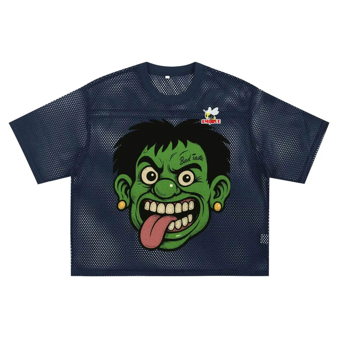BEESMOOVE GREEN HEAD BAD TASTE See-through Boxy Net T-shirt - Beesmoove