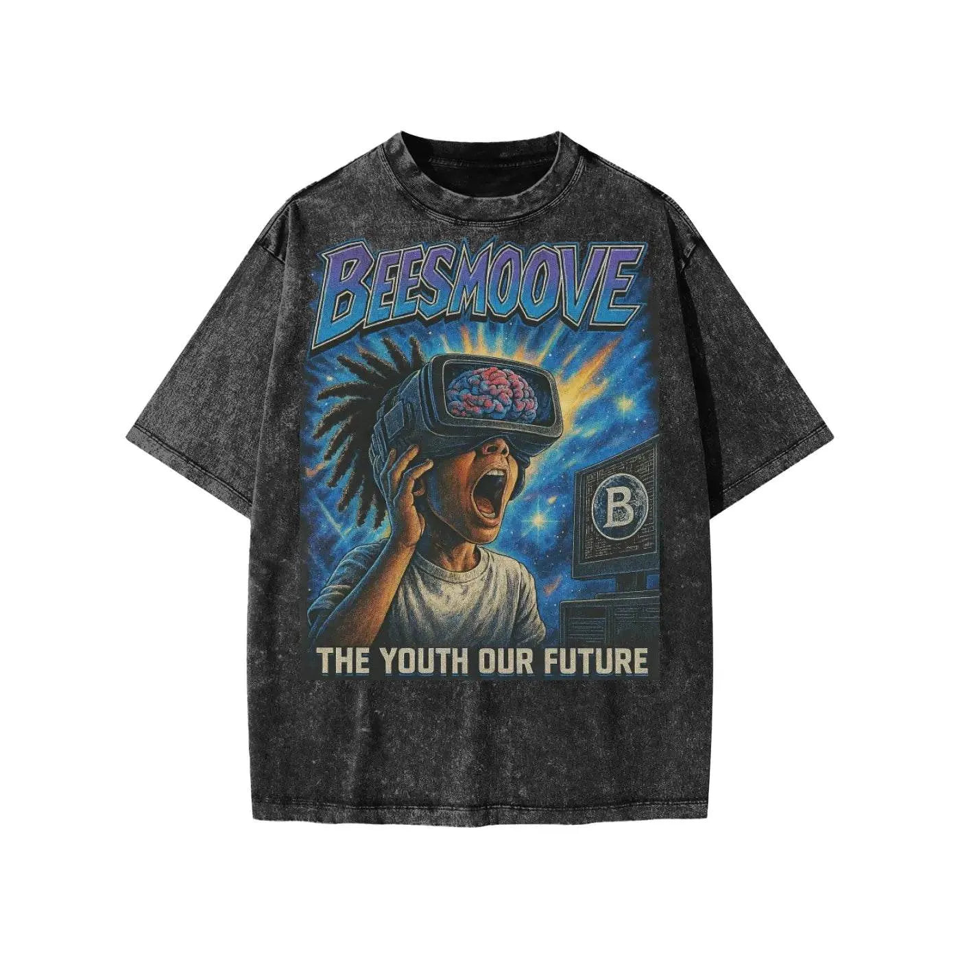 Beesmoove Uplink: Mind of the Future” Snow Washed Kids' T-shirt - Beesmoove