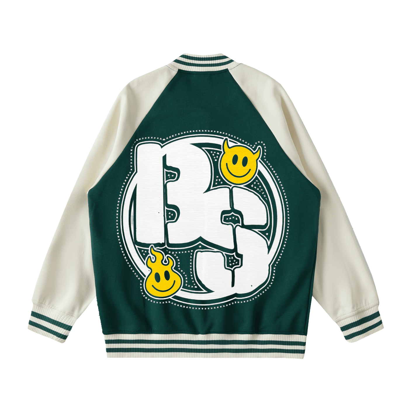 BEESMOOVE Worldwide Global
Tone Raglan Sleeve Varsity Jacket - Beesmoove