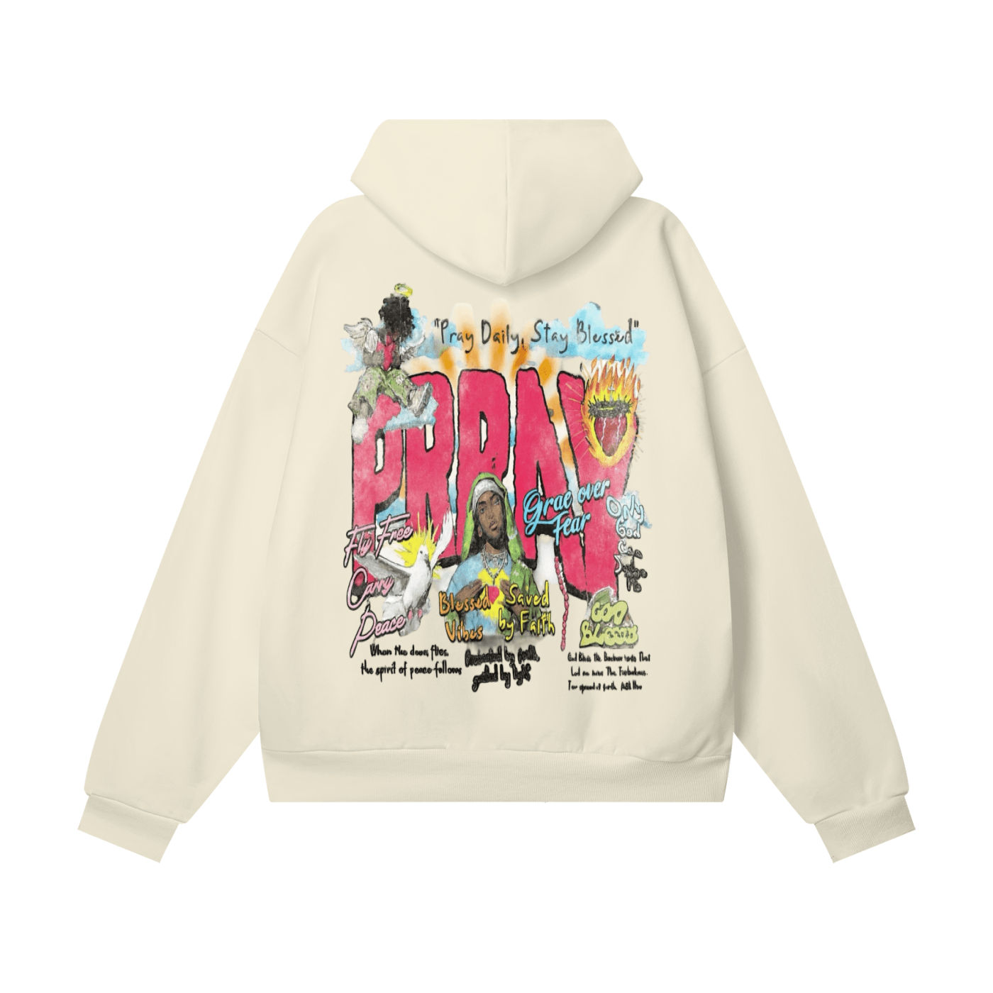 BEESMOOVE Grace Over Fear Heavyweight Hidden Pocket Fleece Hoodie - Beesmoove