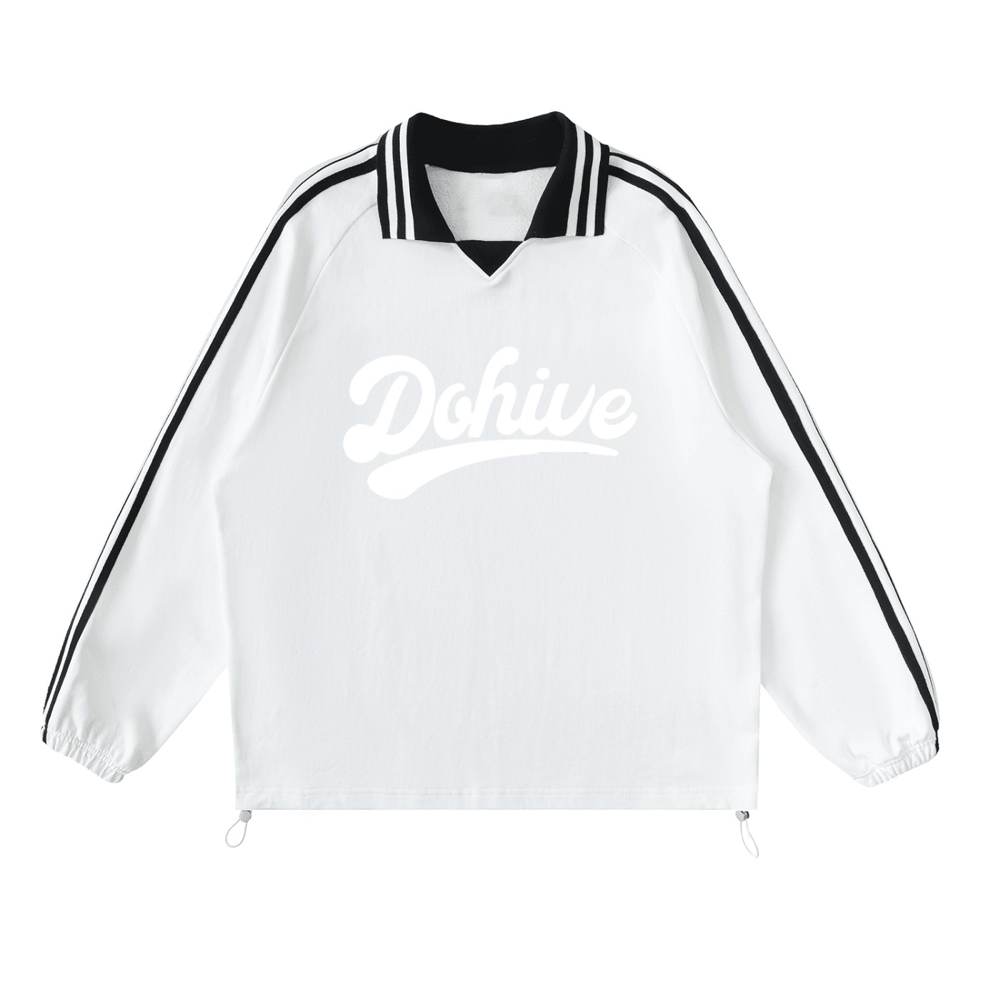 BEESMOOVE DOHIVE Contrast Striped Lapel Collar Sweatshirt - Beesmoove
