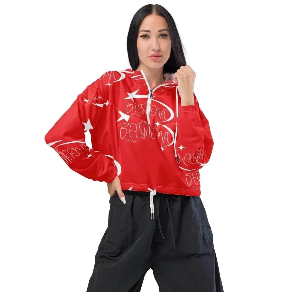 Beesmoove all star famous red Women’s cropped windbreaker - Beesmoove