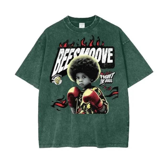 Beesmoove Fight The Odds Lead Wash Oversize T-Shirt - Beesmoove