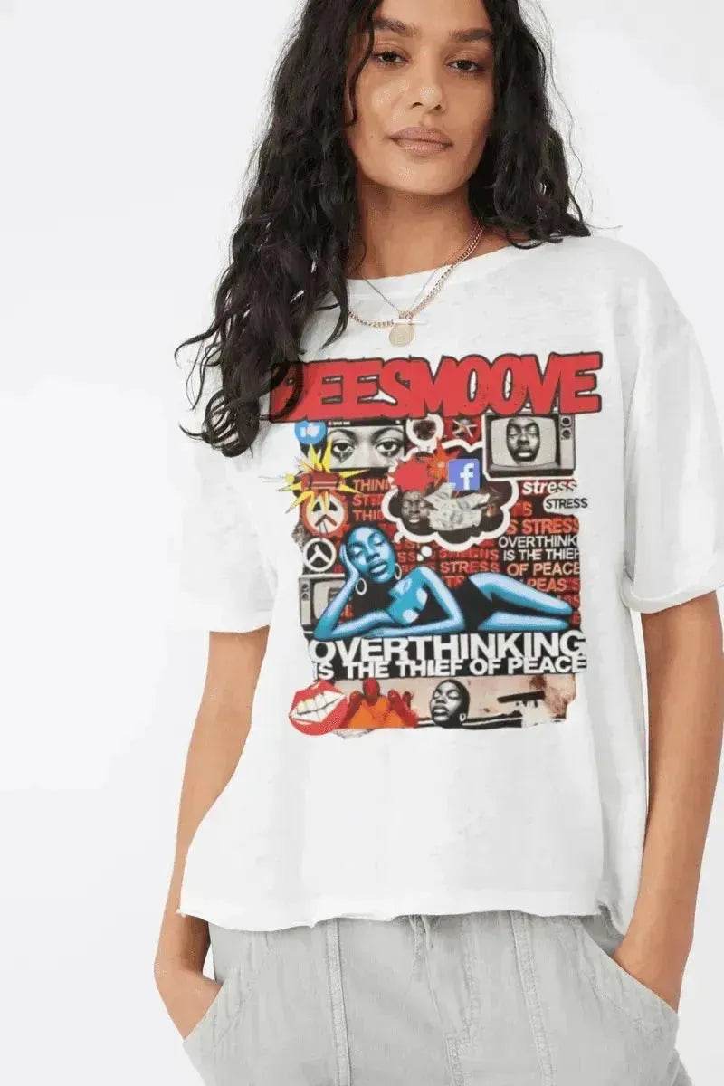 Beesmoove overthinking is the thief of peace Oversized Boxy Tee - Beesmoove