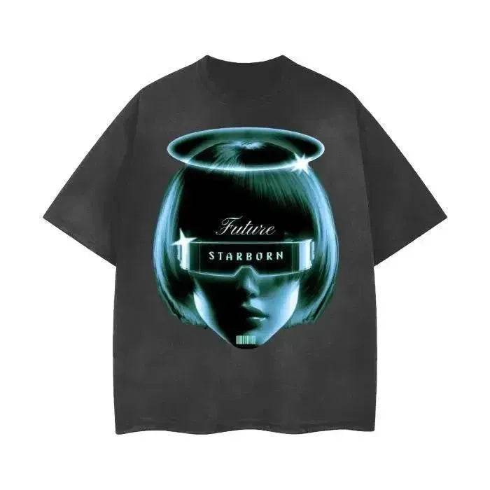 Beesmoove Starborn Future Vintage Wash Frayed T-Shirt - Beesmoove