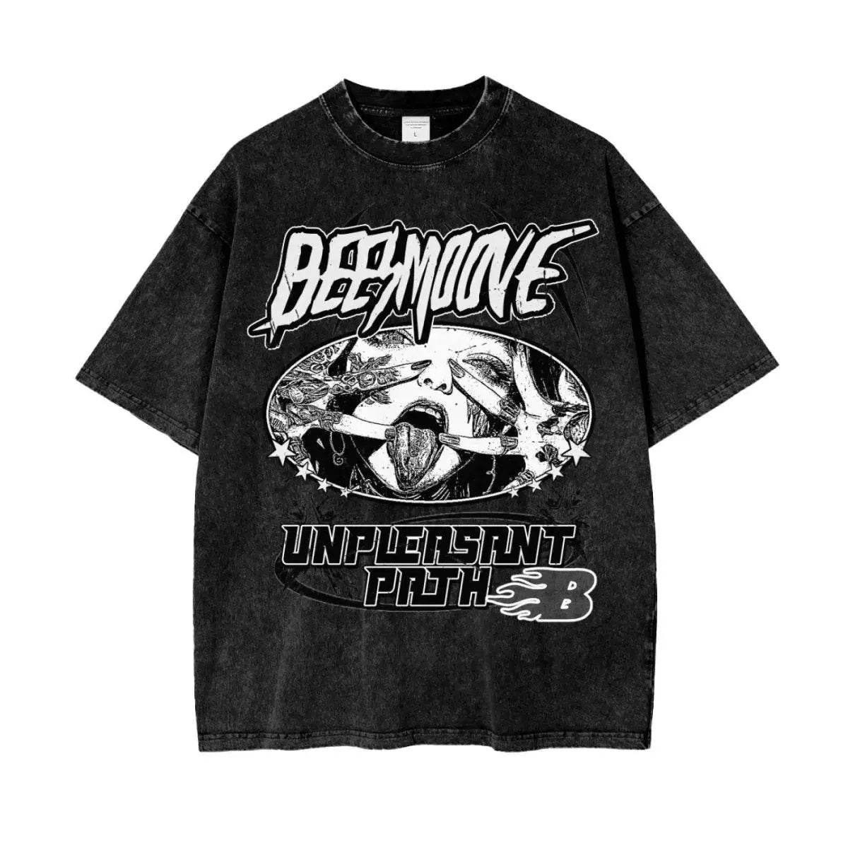 Beesmoove Unpleasant Odyssey Oversize Snow Washed T-Shirt - Beesmoove