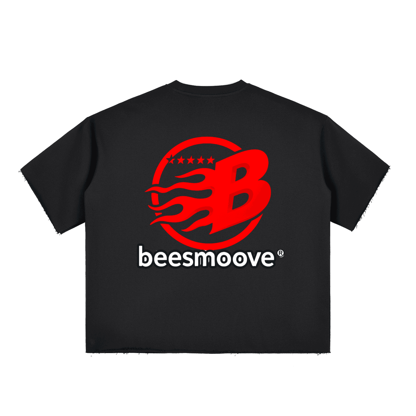 BEESMOOVE Boxy Half-Sleeve Raw-Edge T-Shirt - Beesmoove