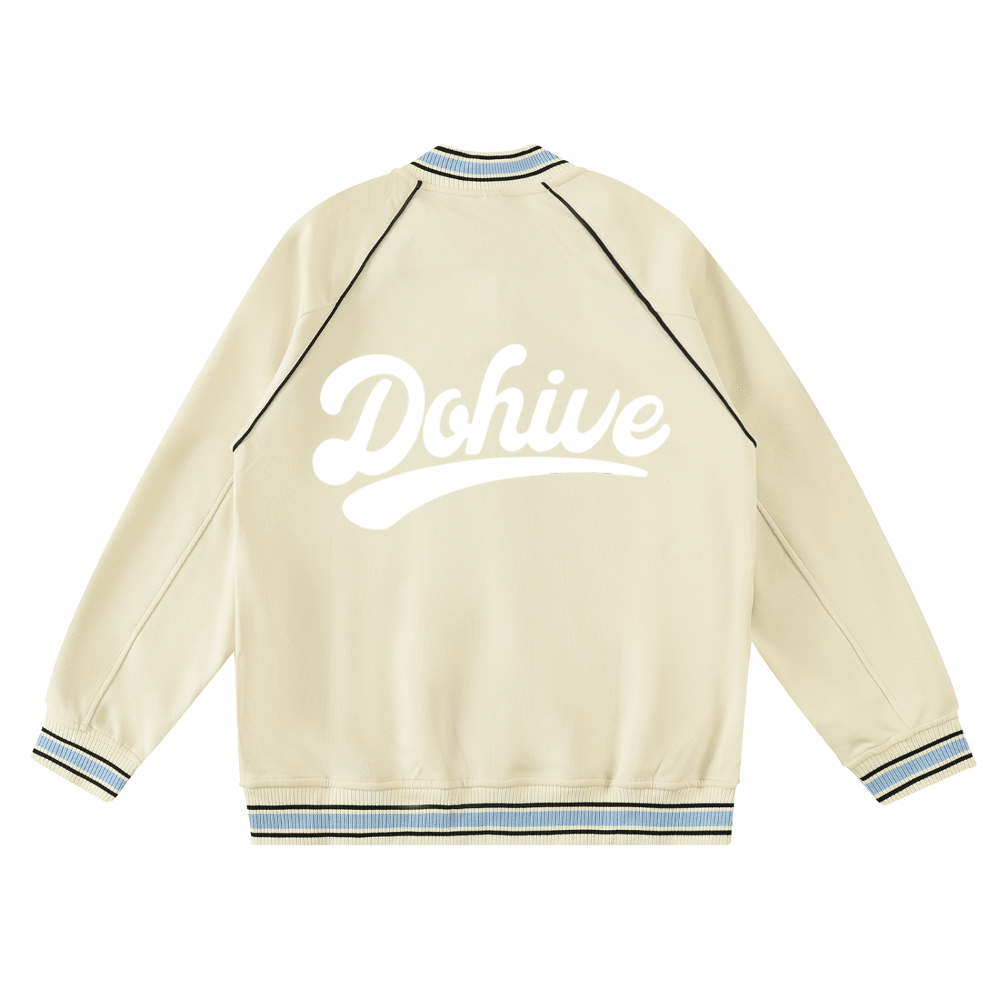 Contrast Trim Raglan Varsity Jacket - Beesmoove
