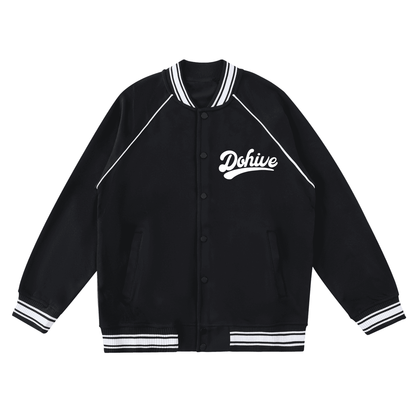 Contrast Trim Raglan Varsity Jacket - Beesmoove