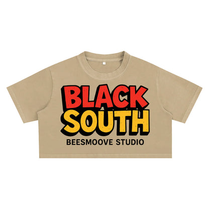 BEESMOOVE BlackSouth Snow Washed Crop Top - Beesmoove 
