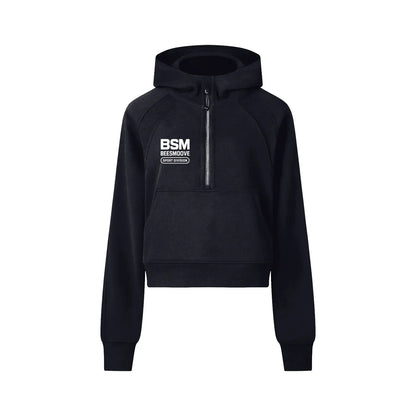 BEESMOOVE BSM Cropped Half-Zip Hoodie - Beesmoove 