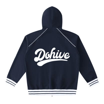 BEESMOOVE DOHIVE Striped Trim Zip-Up Hoodie - Beesmoove 