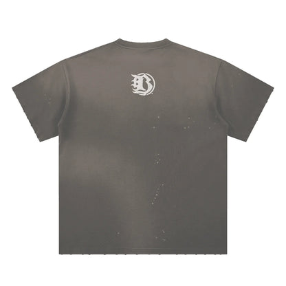 BEESMOOVE Tribal Mark Tee Sunfade Paint Splatter T-Shirt - Beesmoove 