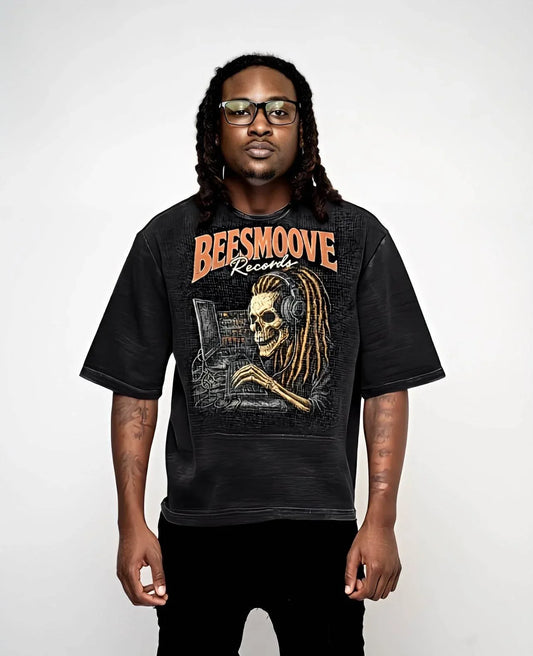 BEESMOOVE Skull Session Washed Boxy T-Shirt - Beesmoove 