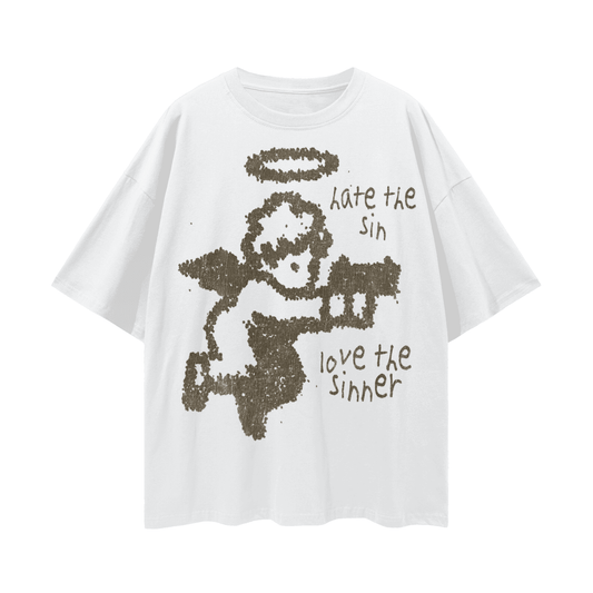 BEESMOOVE Angel’s Crossfire Streetwear Loose Drop Shoulder T-Shirt - Beesmoove 