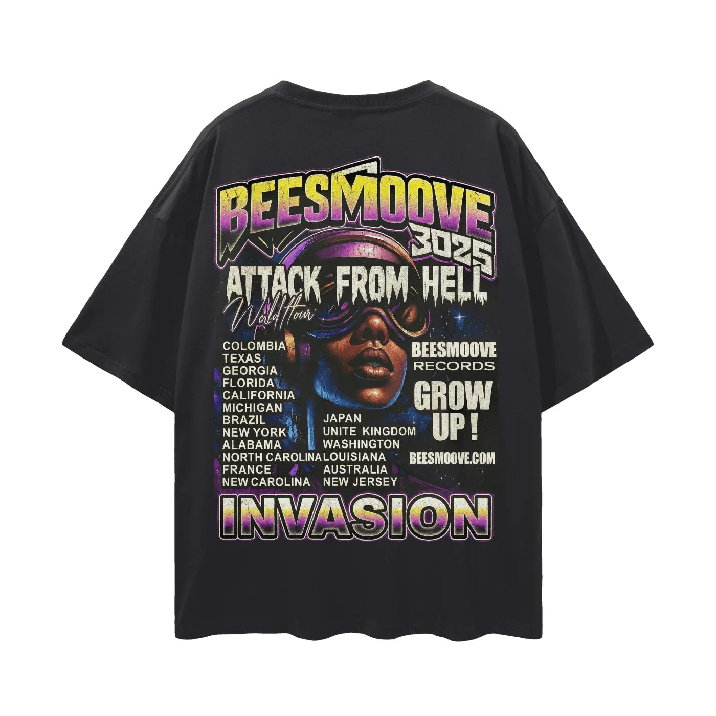 BEESMOOVE Invasion Queen of the Cosmos Oversize Deep Drop Shoulder Tee - Beesmoove 