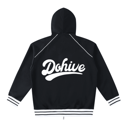 BEESMOOVE DOHIVE Striped Trim Zip-Up Hoodie - Beesmoove 