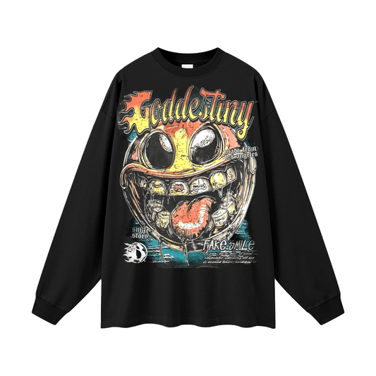 BEESMOOVE No Smile No Story Cotton Long Sleeve Tee - Beesmoove 