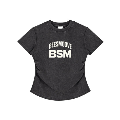 BEESMOOVE Boss Status Mentality Vintaged-Wash Bodycon Cotton Tee - Beesmoove 