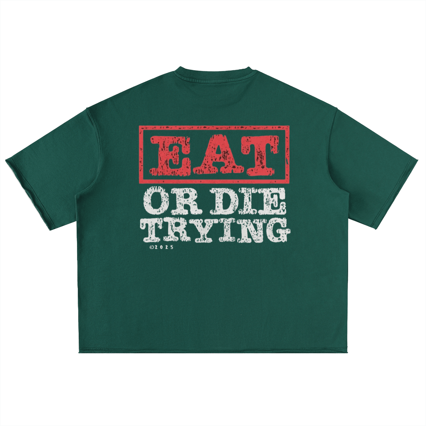 BEESMOOVE Eat Or Die Trying Oversized Washed Half Sleeve T-Shirt - Beesmoove 