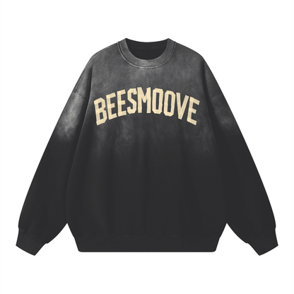 BEESMOOVE Pure Cotton Handcrafted Monkey Wash Drop-Shoulder Sweatshirt - Beesmoove 
