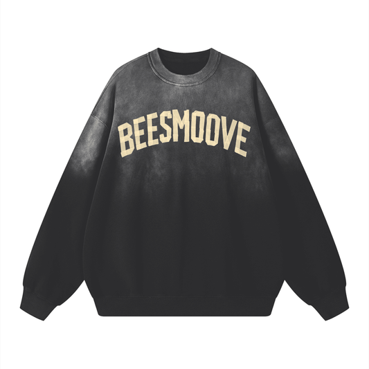 BEESMOOVE Pure Cotton Handcrafted Monkey Wash Drop-Shoulder Sweatshirt - Beesmoove 