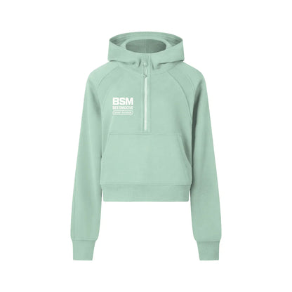 BEESMOOVE BSM Cropped Half-Zip Hoodie - Beesmoove 